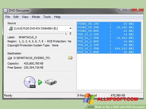 Skärmdump DVD Decrypter för Windows XP