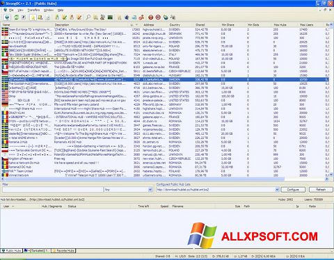 Skärmdump StrongDC++ för Windows XP