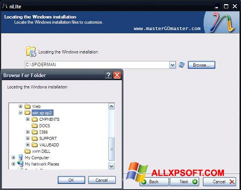 Skärmdump nLite för Windows XP
