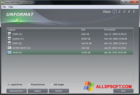 Skärmdump UNFORMAT för Windows XP
