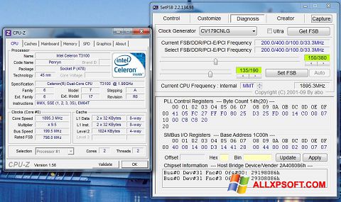 Skärmdump SetFSB för Windows XP