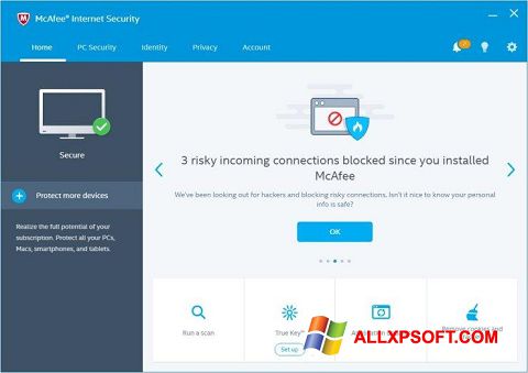Skärmdump McAfee Internet Security för Windows XP