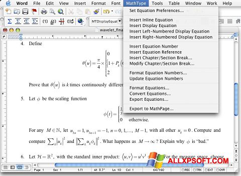Skärmdump MathType för Windows XP