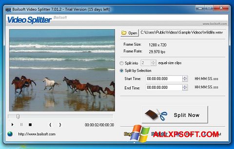 Skärmdump Boilsoft Video Splitter för Windows XP