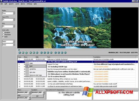 Skärmdump Subtitle Workshop för Windows XP