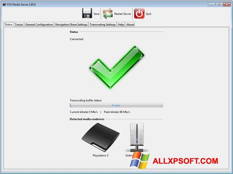 Skärmdump PS3 Media Server för Windows XP