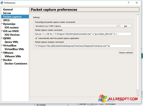 Skärmdump Wireshark för Windows XP