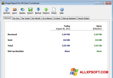 Skärmdump NetWorx för Windows XP