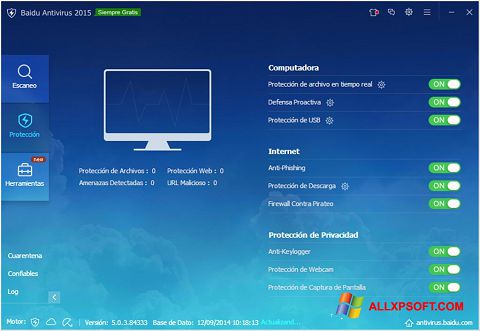 Skärmdump Baidu Antivirus för Windows XP