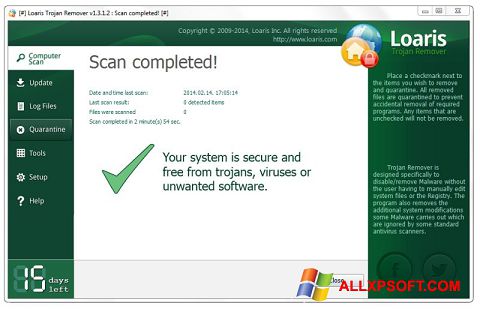 Skärmdump Loaris Trojan Remover för Windows XP