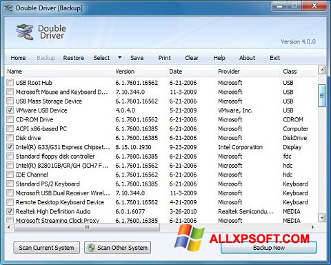 Skärmdump Double Driver för Windows XP