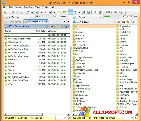 Skärmdump FreeCommander för Windows XP
