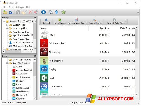 Skärmdump iBackupBot för Windows XP