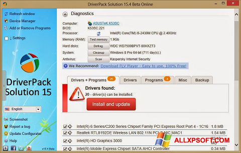 Skärmdump DriverPack Solution Online för Windows XP
