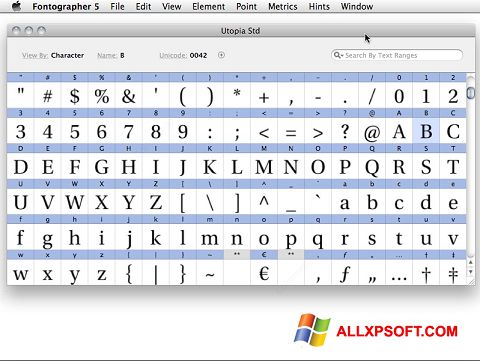 Skärmdump Fontographer för Windows XP