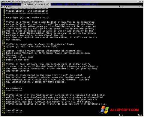 Skärmdump Vim för Windows XP