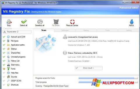 Skärmdump Vit Registry Fix för Windows XP