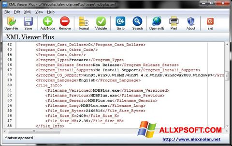 Skärmdump XML Viewer för Windows XP