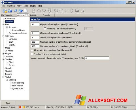 Skärmdump Vuze för Windows XP