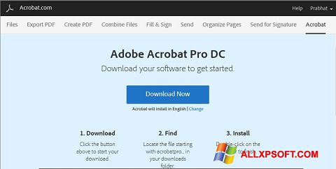 Skärmdump Adobe Acrobat för Windows XP