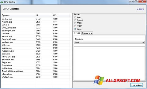 Skärmdump CPU-Control för Windows XP