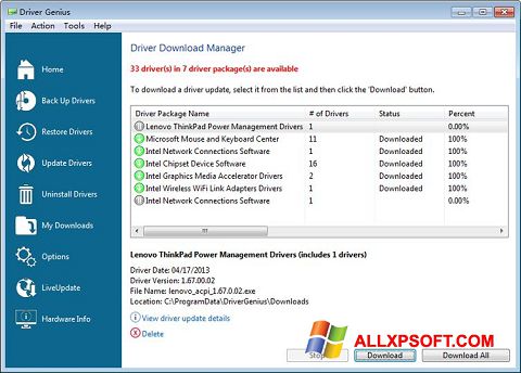 Skärmdump Driver Genius Professional för Windows XP