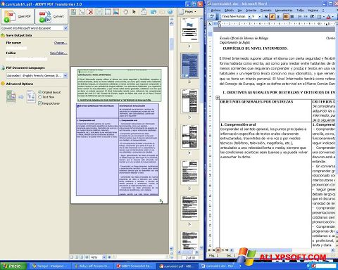 Skärmdump ABBYY PDF Transformer för Windows XP