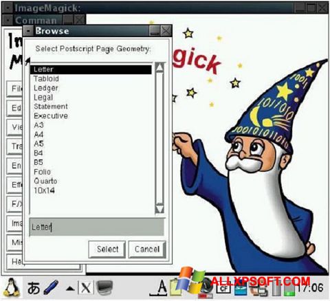Skärmdump ImageMagick för Windows XP