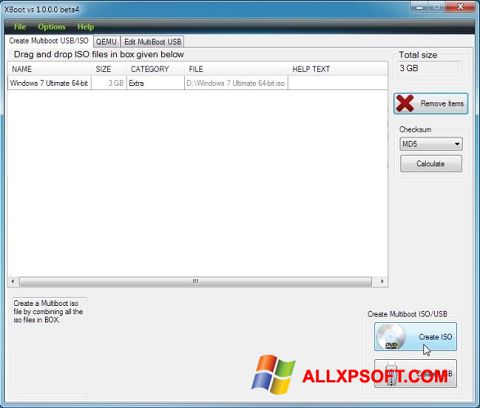 Skärmdump XBoot för Windows XP