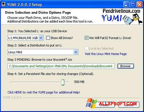 Skärmdump YUMI för Windows XP