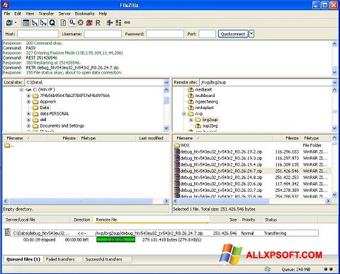 Skärmdump FileZilla Server för Windows XP