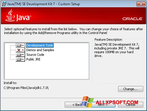 Skärmdump Java SE Development Kit för Windows XP