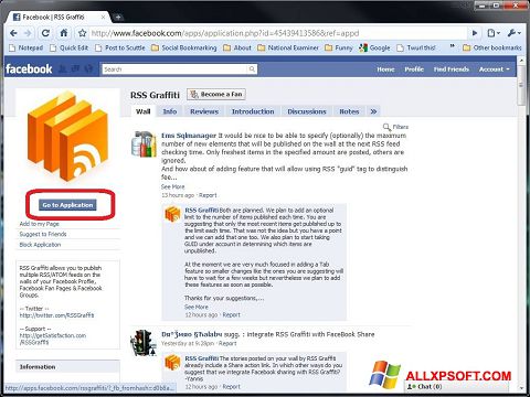 Skärmdump Facebook för Windows XP