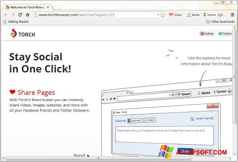 Skärmdump Torch Browser för Windows XP
