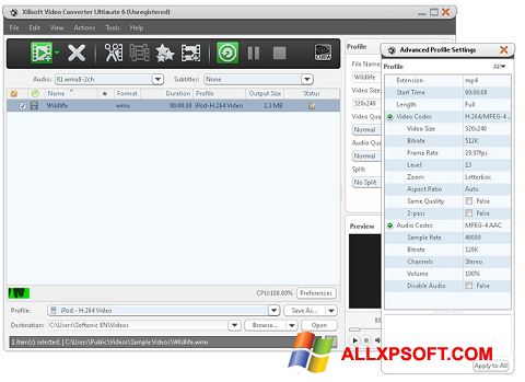 Skärmdump Xilisoft Video Converter för Windows XP