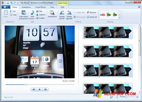 Skärmdump Windows Live Movie Maker för Windows XP