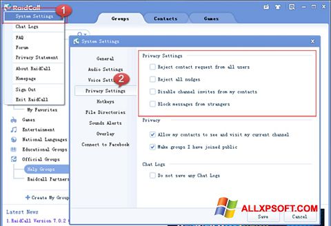 Skärmdump RaidCall för Windows XP