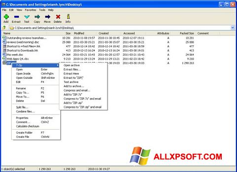 Skärmdump 7-Zip för Windows XP