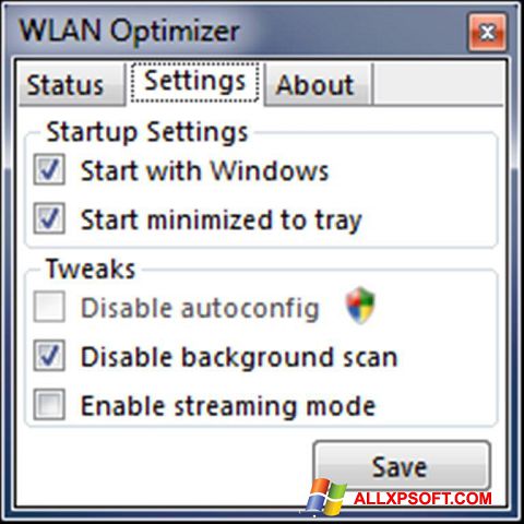Skärmdump WLAN Optimizer för Windows XP